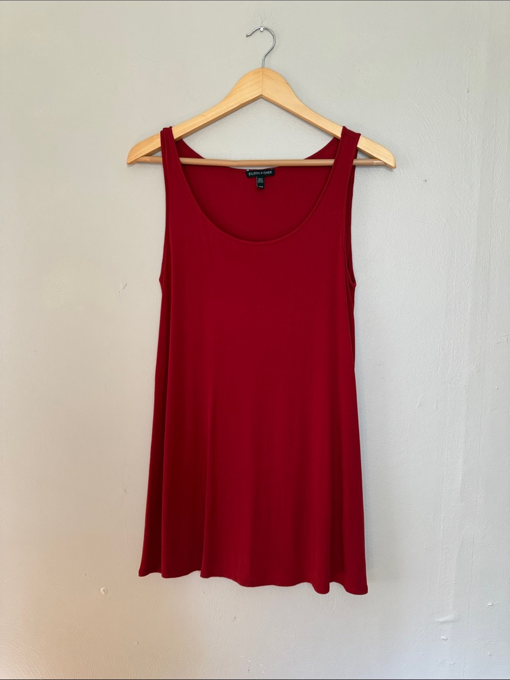 Eileen Fisher Deep Red Sleeveless A-Line Tank Silk M